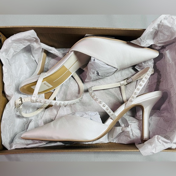 DOLCE VITA Women's KAMRA PEARL Satin White Heels Size 7.5 - Picture 8 of 8